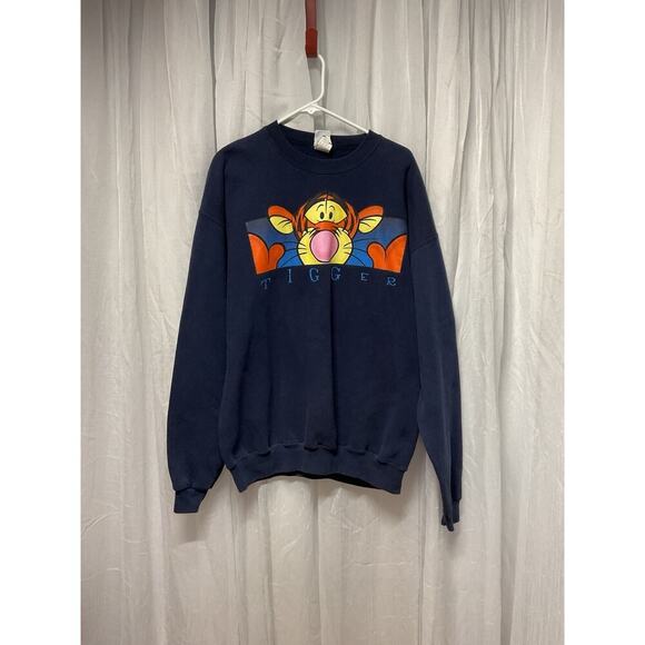VTG 90s Tigger Sweatshirt Disney XL Crewneck Souvenir Made in USA Big Face Pooh - Picture 1 of 8